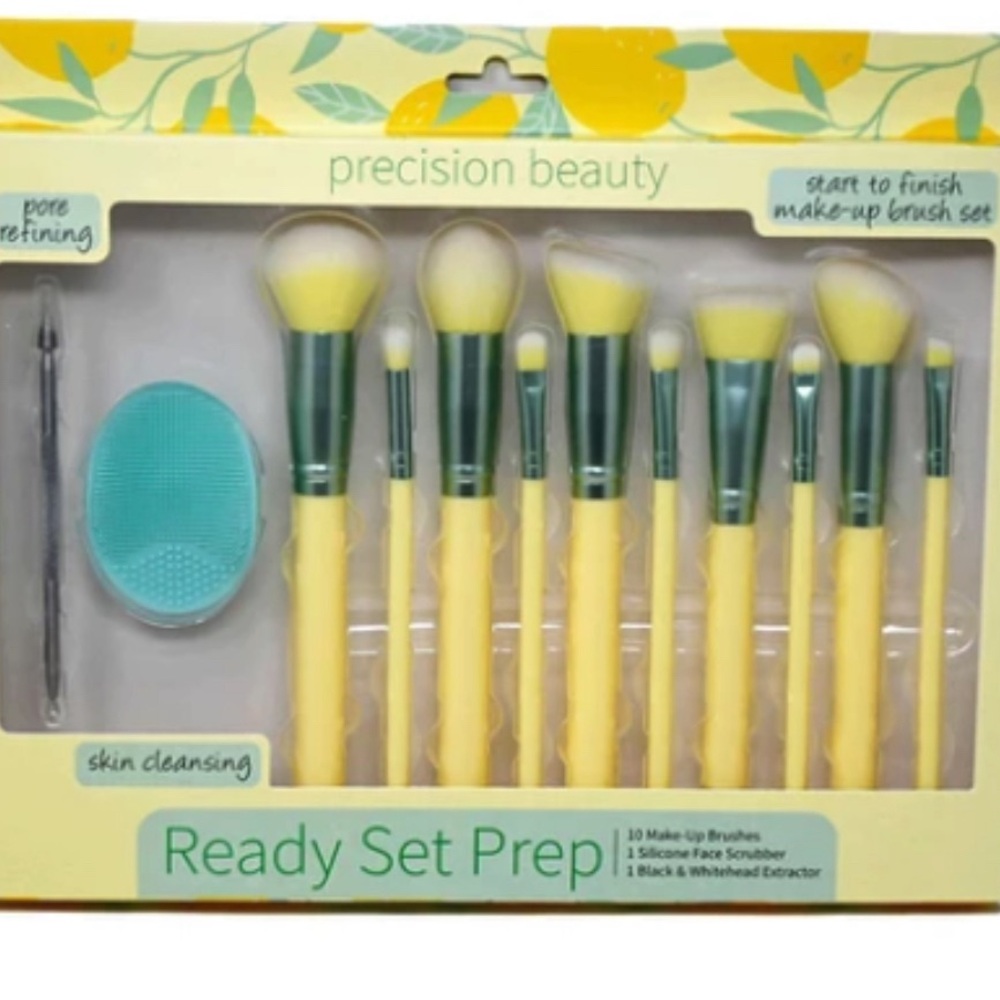 12 Pack Yellow Makeup Brush Kit